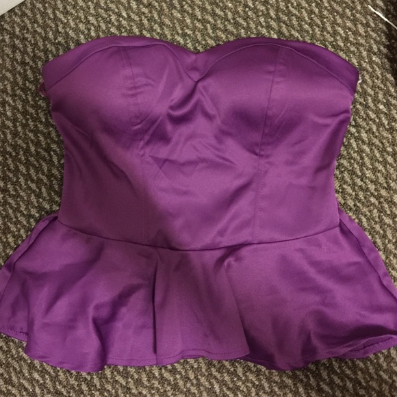 Purple strapless top