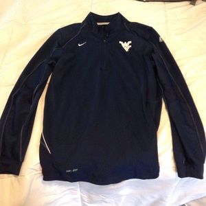 Men's WVU 1/4 zip. Navy blue