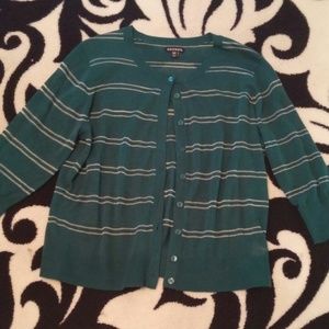 Turquoise cardigan sweater
