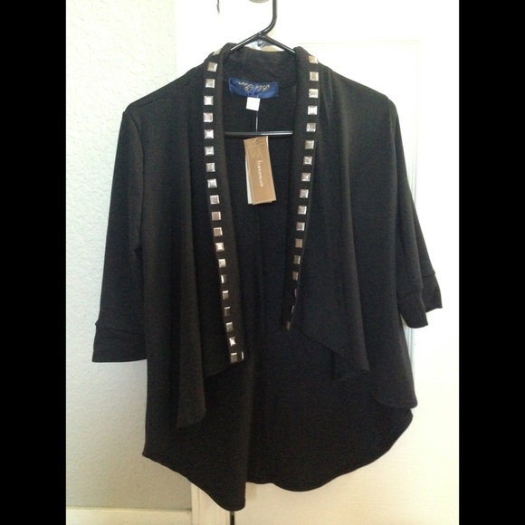 Black Quarter Sleeve Coat/Jacket With Stud Detail - Picture 1 of 3