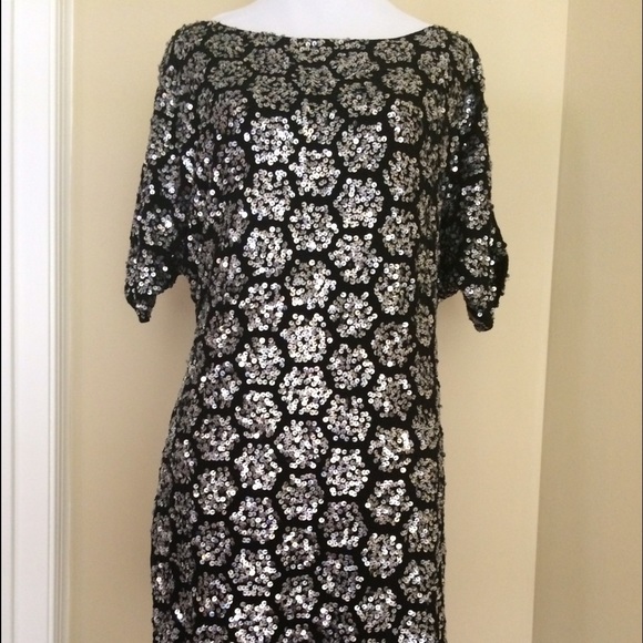 Black with silver sequin mini dress