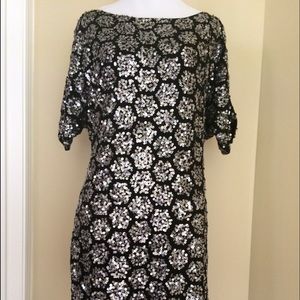 Black with silver sequin mini dress