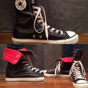 Black high top, leather converse