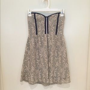 navy and grey lace dress