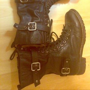 Black combat boots