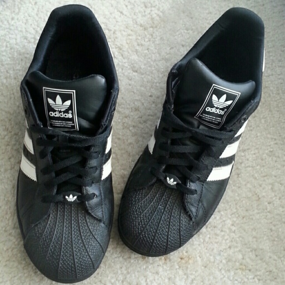 Adidas Shoes - Black Adidas with white stripes Women's 9