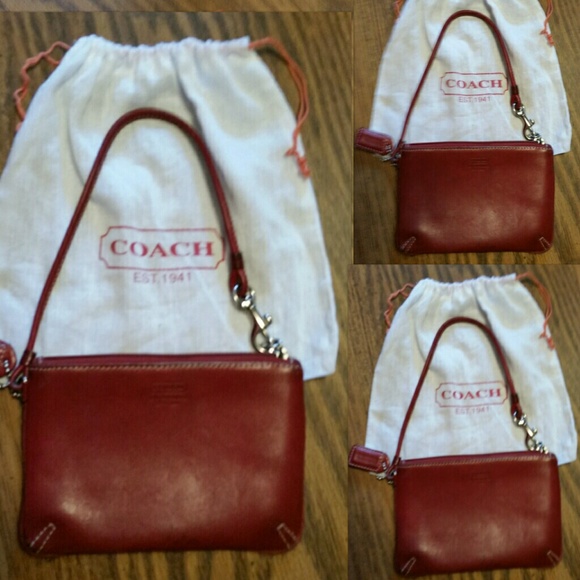Coach Handbags - Party Perfect Ruby Red Coach Leather Wristlet