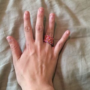 5 Pink & Orange Stacking Rings