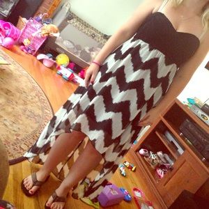 NoBo Black and White Chevon High/Low Dress