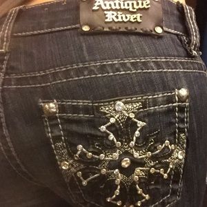 Antique River Dark Wash Creased Jeans