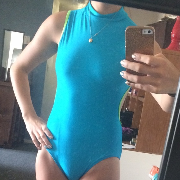 neon blue bodysuit