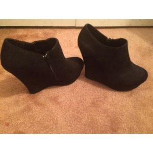 Black bootie wedges