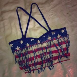 Fringed American Flag Bralette