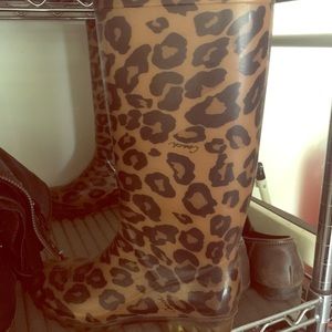 Coach leopard print rain boots