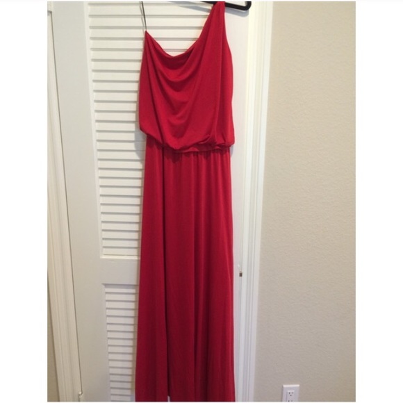 One Shoulder Red Gown
