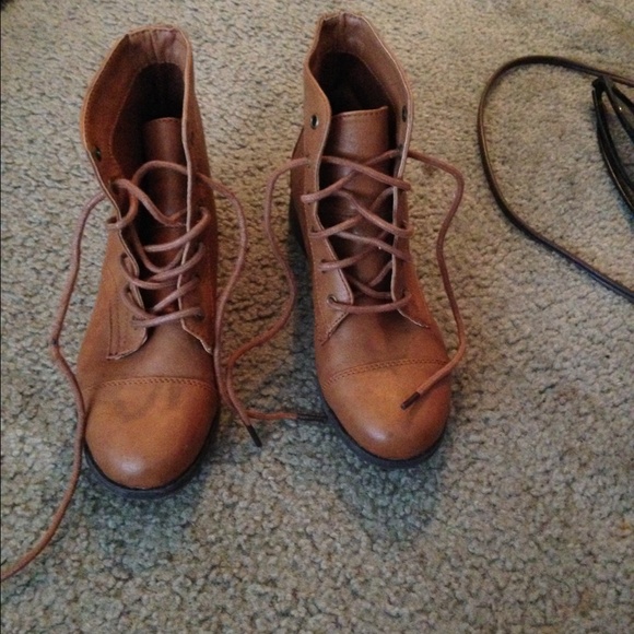 Cognac combat boots