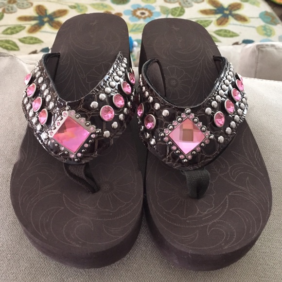 Brown and Pink Montana West Flip Flops