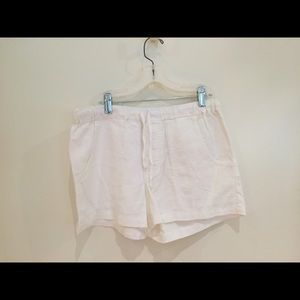 white linen drawstring shorts