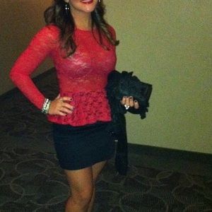 H&M floral lace long sleeve peplum top