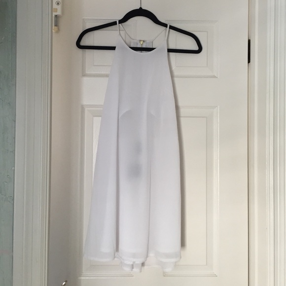 White halter flowy short dress with gold backing