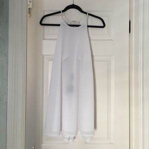 White halter flowy short dress with gold backing