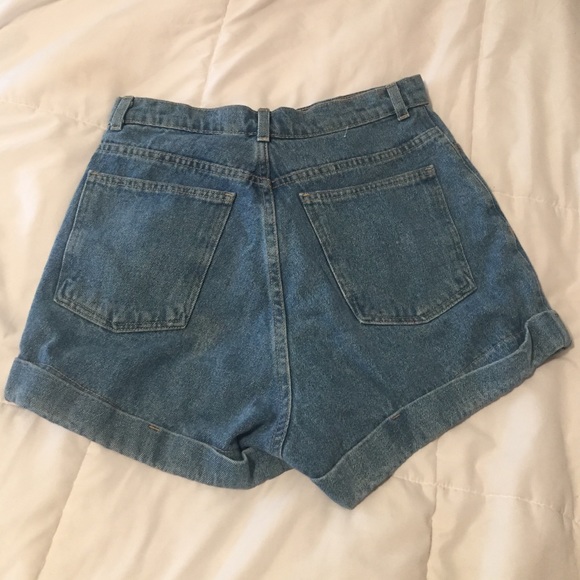 American Apparel High-Waist Jean Cuff Shorts Sz 30
