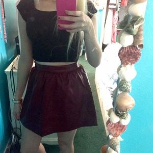 Maroon leather skirt