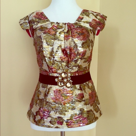 Foil brocade top