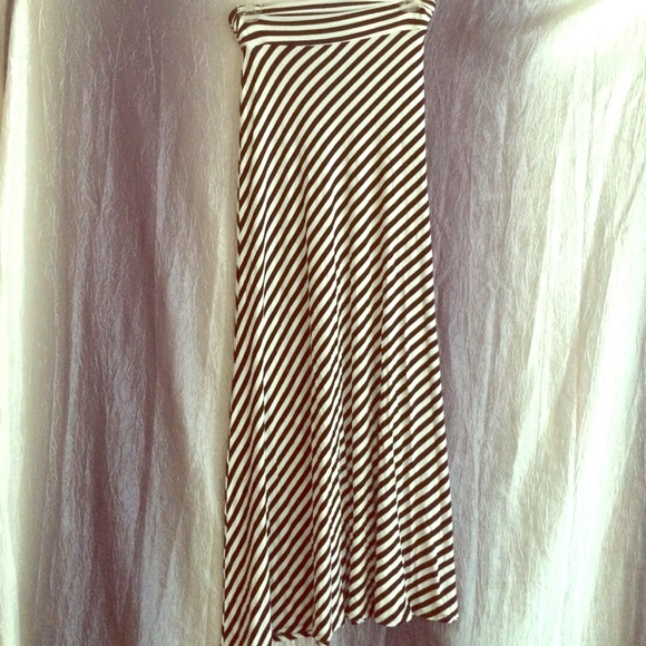 Black and White Striped Maxi Skirt