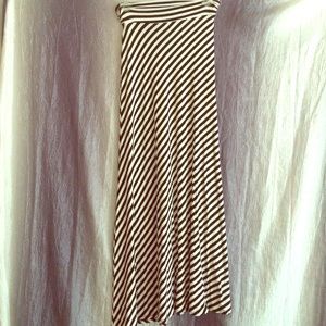 Black and White Striped Maxi Skirt