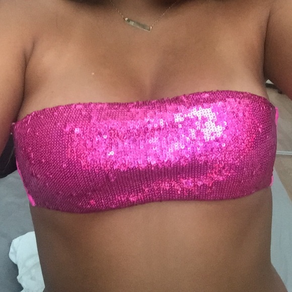 Pink sequence Victoria secret bathing suit top