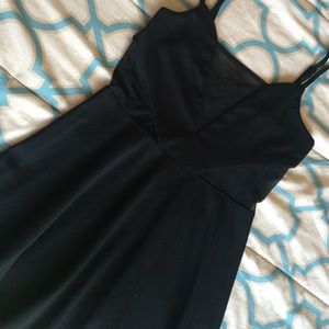 Sexy mesh cutout little black dress