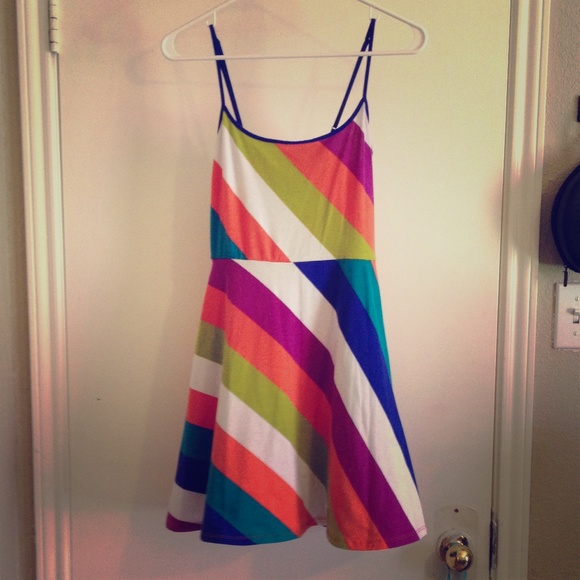 Multicolor Striped Skater Dress