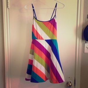 Multicolor Striped Skater Dress