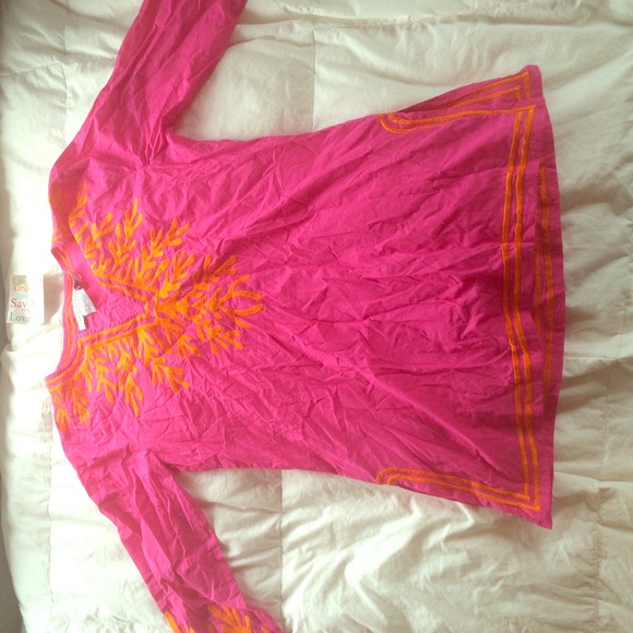 Gretchen Scott fuchsia/orange tunic