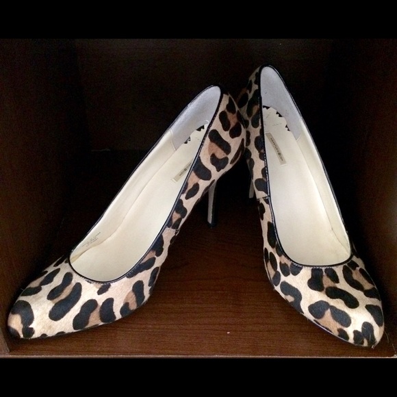 MaxStudio Calf Hair & Leather Leopard Print Heel