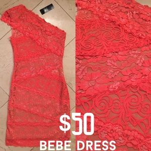 bebe • Coral Lace Dress