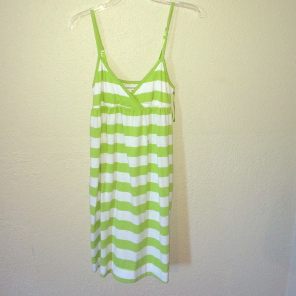 A green and white striped dress