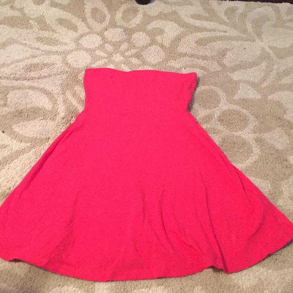 hot pink strapless sun dress