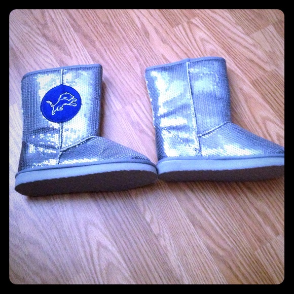 NEW NFL sequins Detroit Lions Ugg Style boots - Picture 1 of 4
