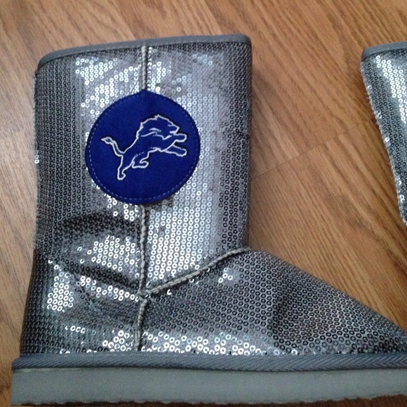 NEW NFL sequins Detroit Lions Ugg Style boots - Picture 3 of 4