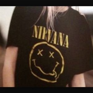 Nirvana grunge black smiley tee shirt