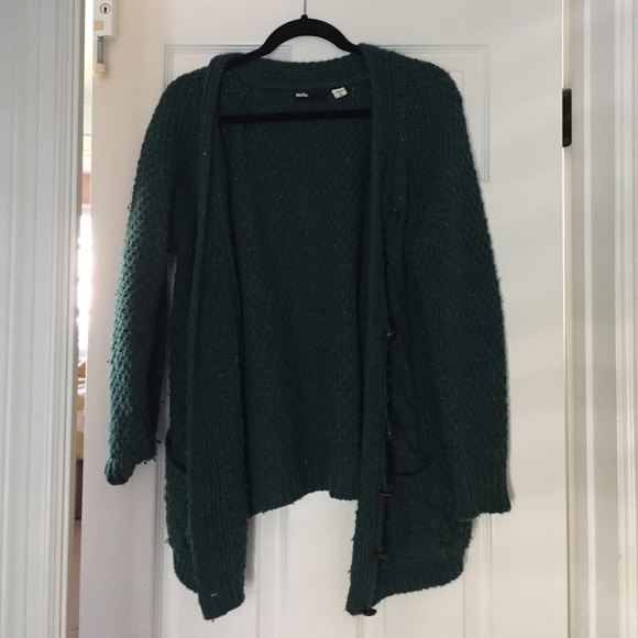 Dark green wooly, oversized cardigan
