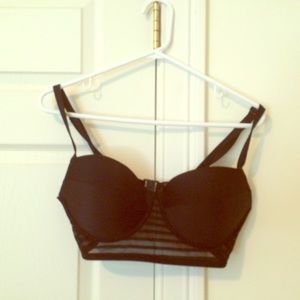 Bathing suit black with see through stripes top