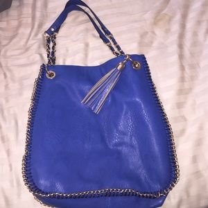 Blue Vegan Leather Handbag