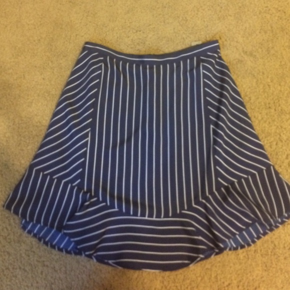 Navy Pinstripe Flowy Skirt
