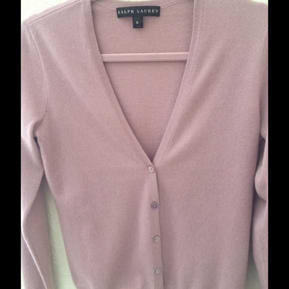 Ralph Lauren Black Label Pink Cashmere VCardigan - Picture 2 of 2