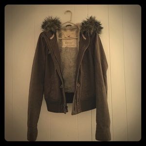 Hollister winter coat with fur lined hood