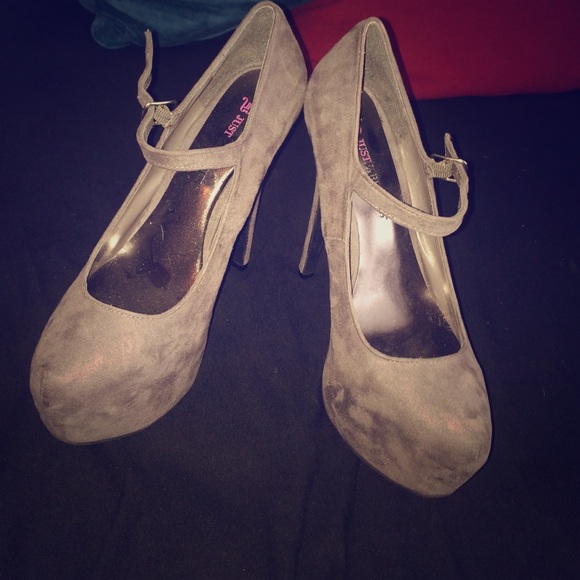 Grey suede platform maryjanes