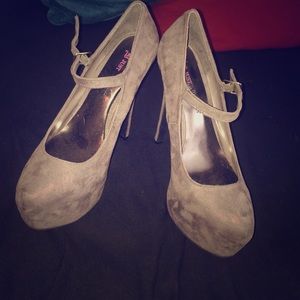 Grey suede platform maryjanes